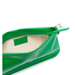 Dulce Patent Leather Shoulder Bag in vibrant green, held up against neutral background — By Far | Endless UAE