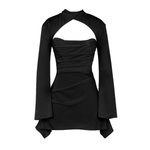 Black draped corset dress with long sleeves and cutout detail — House of CB | Endless UAE
