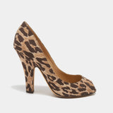 Leopard print canvas peep toe pump with chunky heel — Dolce & Gabbana | Endless UAE