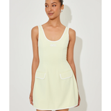 Cream sleeveless tennis dress with front pockets and scoop neckline — Odd Muse | Endless UAE