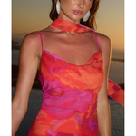 Alora Scoop Mini Dress in red and pink tie-dye — Runaway The Label | Endless UAE