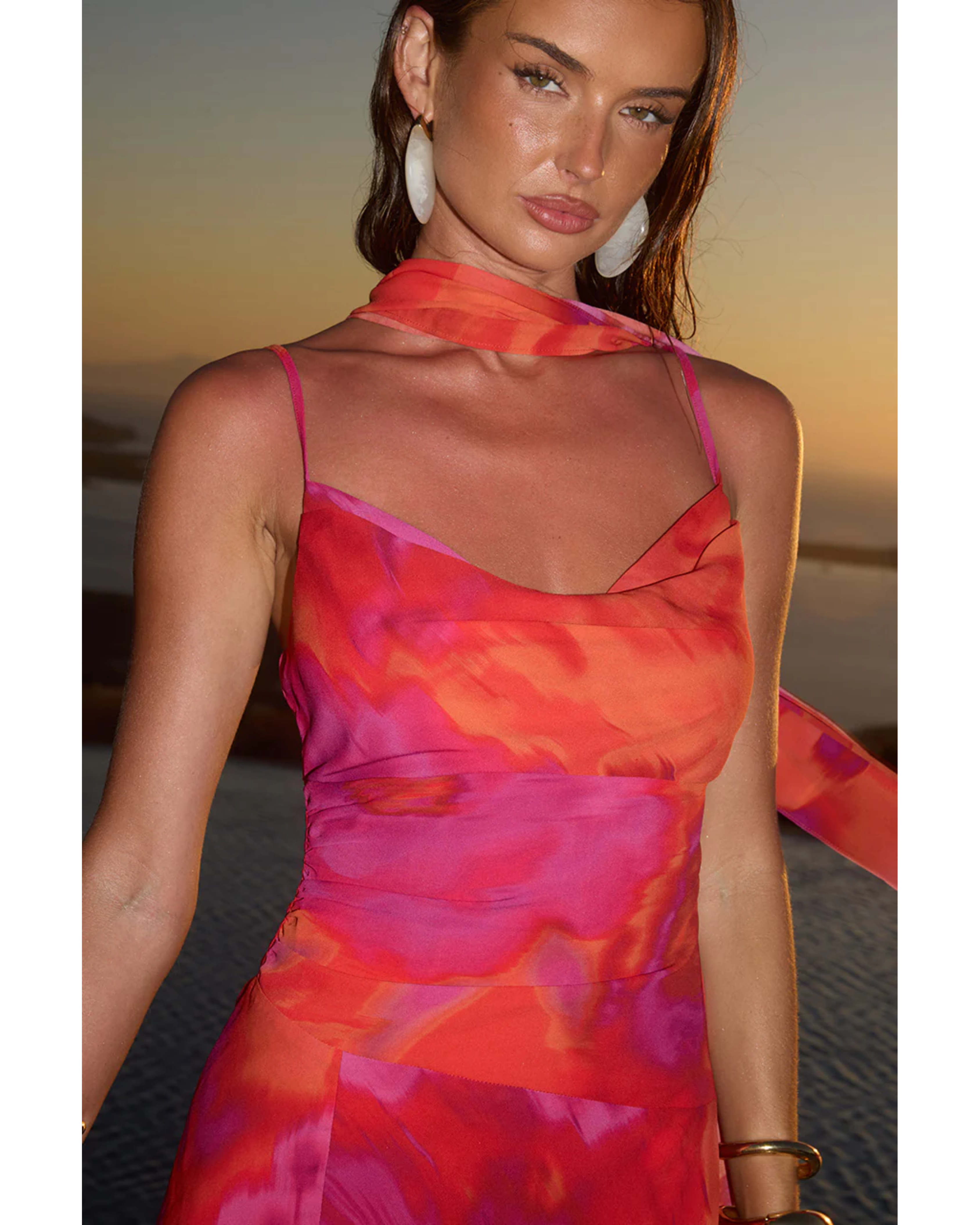 Alora Scoop Mini Dress in red and pink tie-dye — Runaway The Label | Endless UAE