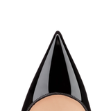 Black pointed-toe pumps with beige leather insole and white tissue paper insert — Endless | Endless UAE