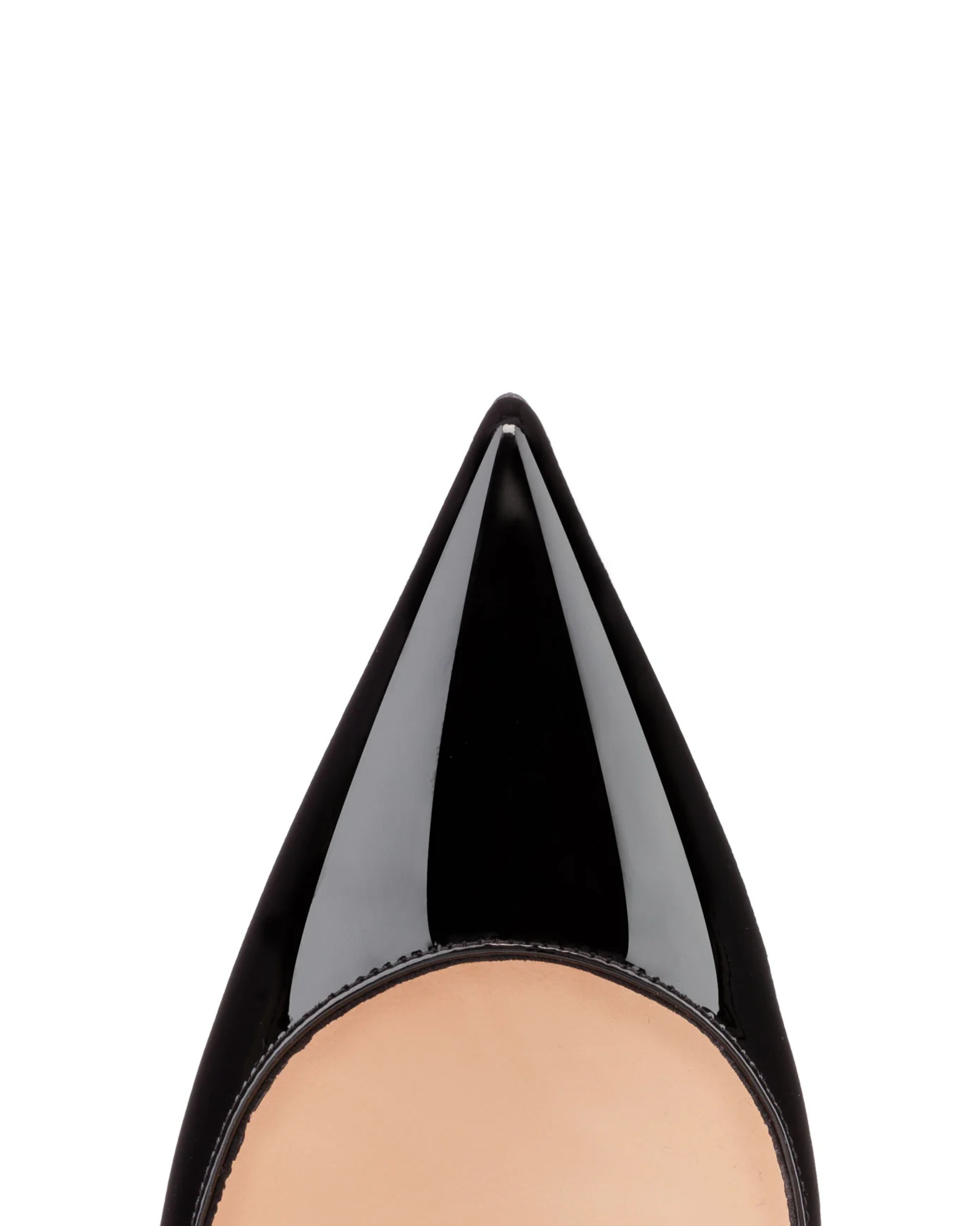 Black pointed-toe pumps with beige leather insole and white tissue paper insert — Endless | Endless UAE