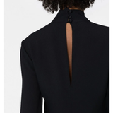Black turtleneck mini dress with feather trim hem — Taller Marmo | Endless UAE