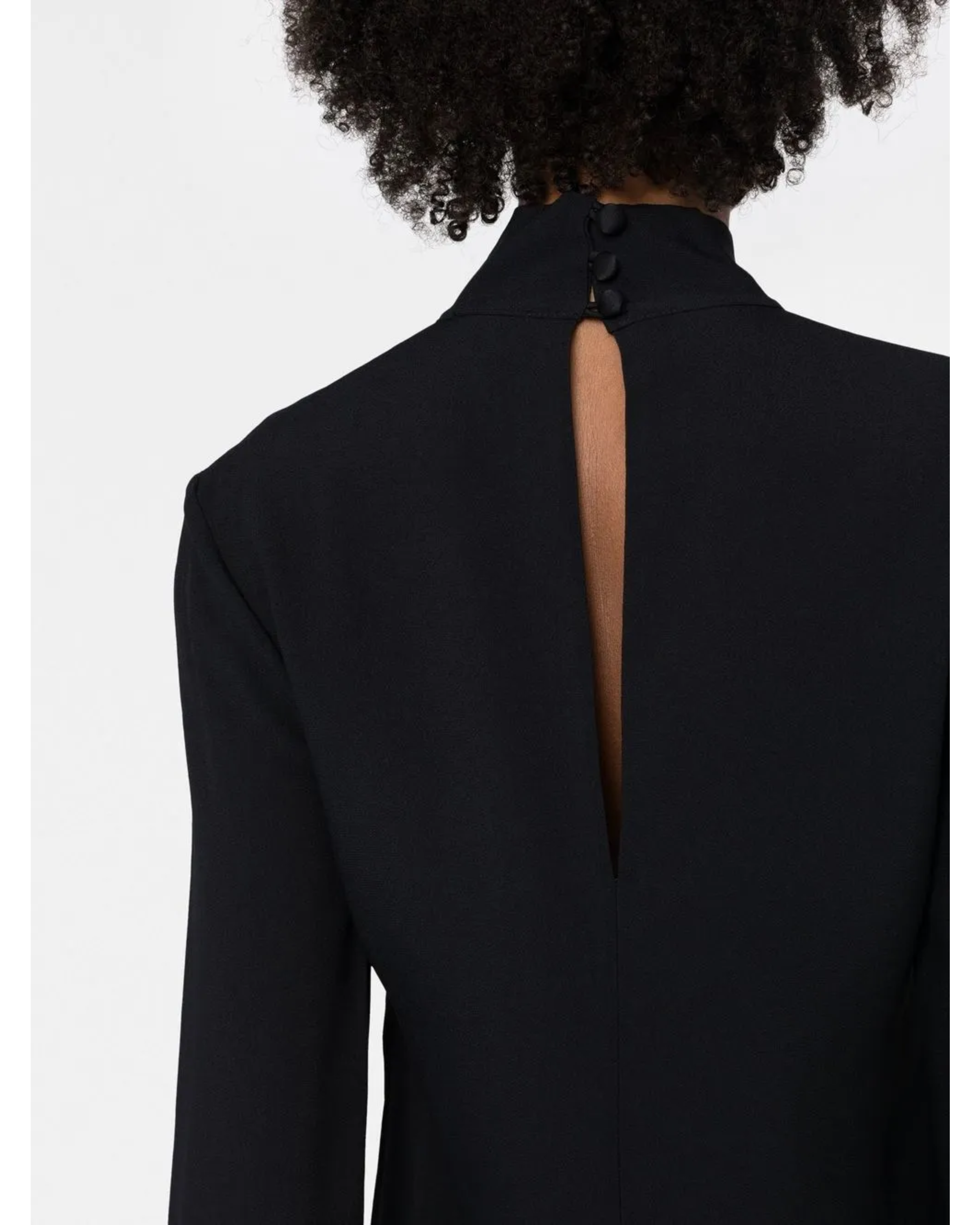 Black turtleneck mini dress with feather trim hem — Taller Marmo | Endless UAE