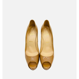 Nude Patent Leather Peep Toe Pumps — Christian Louboutin | Endless UAE