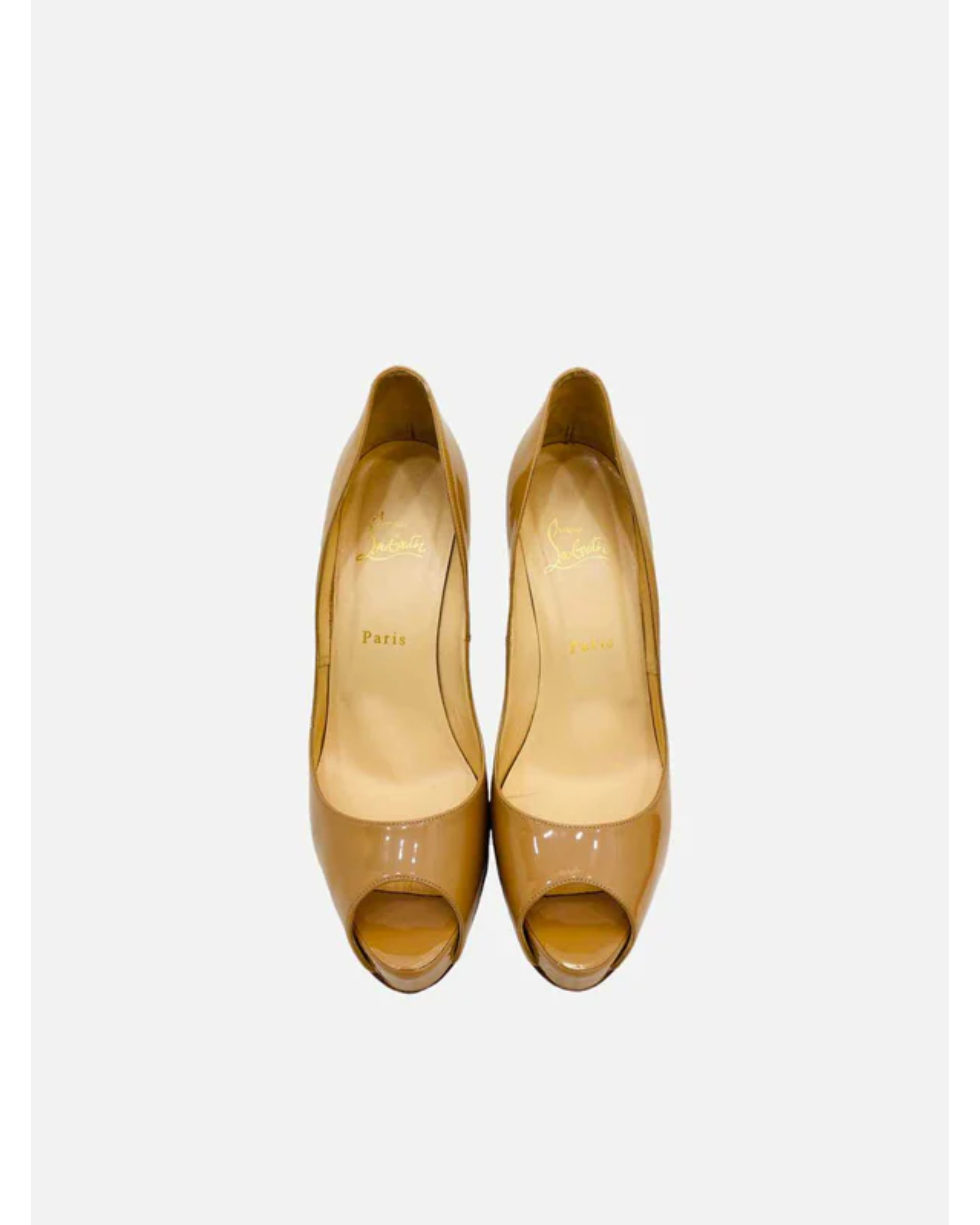 Nude Patent Leather Peep Toe Pumps — Christian Louboutin | Endless UAE