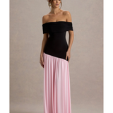 Venezia Bardot Puff-Skirt Maxi Dress