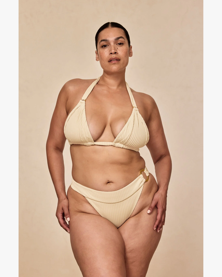 Morocco Top in cream ribbed fabric with halter neckline — Monday Swimwear | Endless UAE