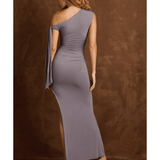 Prudy Off-Shoulder Ruched Tie-Detail Maxi Dress