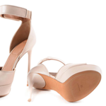 Beige leather platform sandals with ankle strap and shark lock closure — Givenchy | Endless UAE