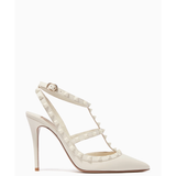 White Rockstud Embellished Pumps