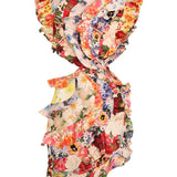 Colorful floral mini dress with ruffled cap sleeves and wrap waist detail — Zimmermann | Endless UAE