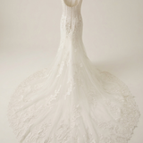 Luxury embellished mermaid wedding gown with beaded details and chapel train — Endless | Endless UAE