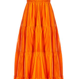 Vera Cut Out Maxi Dress in vibrant orange with tiered skirt and square neckline — Vasiliki | Endless UAE
