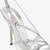 Silver metallic slingback pumps with buckle straps — Miu Miu | Endless UAE