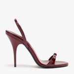 Burgundy patent leather sandal with thin straps and high stiletto heel — Miu Miu | Endless UAE