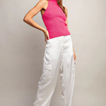 Hot Pink Ribbed Halter Turtle Neck Top — Elisabetta Franchi | Endless UAE