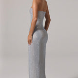 La Rochette Embellished Bandeau Cowl-Waist Maxi Dress
