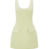 Cream sleeveless tennis dress with front pockets and scoop neckline — Odd Muse | Endless UAE