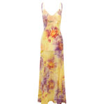 Tulia Low Back Maxi Dress in yellow and purple tie-dye print — Runaway The Label | Endless UAE