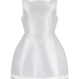 Woman wearing white sleeveless embellished mini dress with fringe hem and white sandals — Odd Muse | Endless UAE