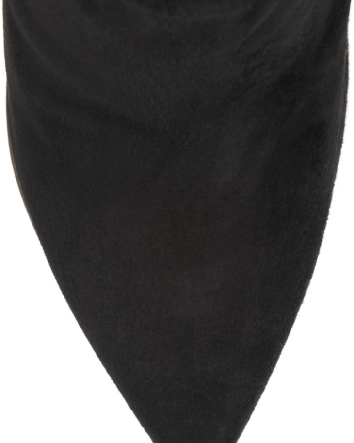 Black suede ankle boots with scalloped lace trim and stiletto heel — Tabitha Simmons | Endless UAE