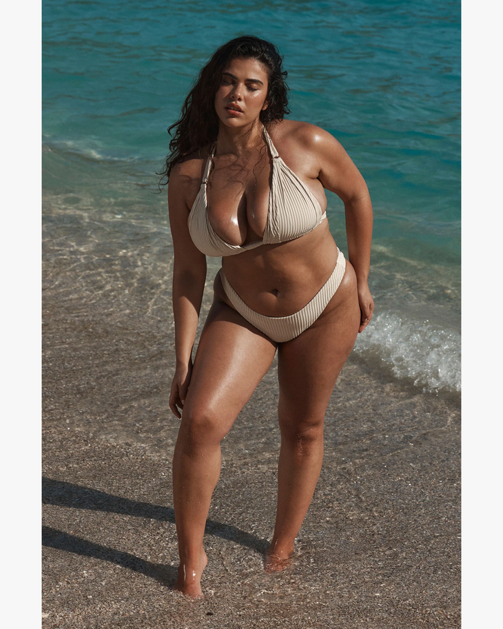 Morocco Top in cream ribbed fabric with halter neckline — Monday Swimwear | Endless UAE
