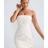 Azaelea Floral-Appliqué Bandeau A-Line Mini Dress