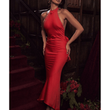 Ilaria Red Bow Halter Dress