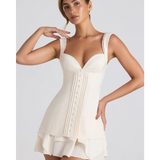 Ruffle-Trim Button-Detail Corset Mini Dress