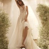 Agnes Dress in ivory with delicate lace bodice and flowing tulle skirt — Ria Tener | Endless UAE