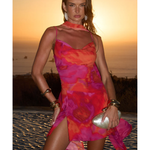 Alora Scoop Mini Dress in red and pink tie-dye — Runaway The Label | Endless UAE