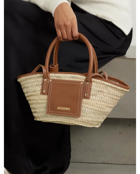 Le Petit Panier Soli Leather-Trimmed Raffia