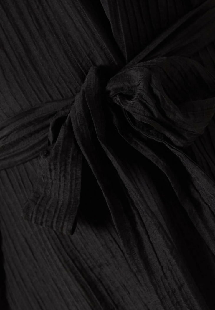 Black ribbed velvet mini dress with twisted knot detail and long sleeves — Minkpink | Endless UAE