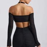 Kemina Off-Shoulder Ruched Cut-Out Mini Dress