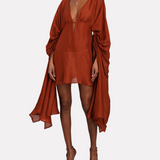 Rust brown leather strappy stiletto sandals with ruched detail and ankle strap — Alexandre Birman | Endless UAE
