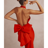 Ilaria Red Bow Halter Dress