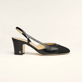 Black slingback heels in goatskin and grosgrain with CC logo — Chanel | Endless UAE