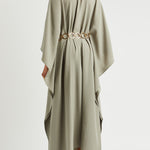 Belted Mambo Kaftan in sage green with cold-shoulder design and chain belt — Taller Marmo | Endless UAE