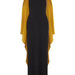 Black halterneck maxi dress with gold satin scarf detail — Solace London | Endless UAE