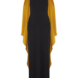 Black halterneck maxi dress with gold satin scarf detail — Solace London | Endless UAE
