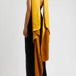 Black halterneck maxi dress with gold satin scarf detail — Solace London | Endless UAE