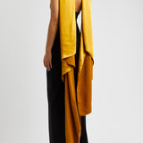 Black halterneck maxi dress with gold satin scarf detail — Solace London | Endless UAE