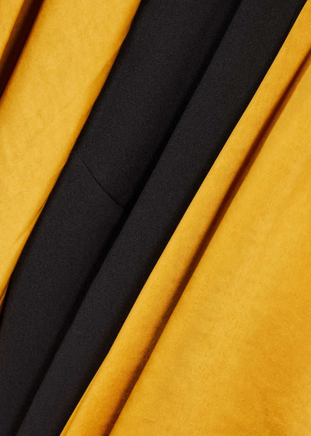 Black halterneck maxi dress with gold satin scarf detail — Solace London | Endless UAE