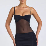 Eislyn Sheer Panelled Ruched Mini Dress