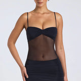 Eislyn Sheer Panelled Ruched Mini Dress