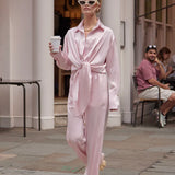Pink tie-up shirt worn as a dress with white sunglasses — By Keara | Endless UAE