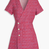 Cutout Tweed Mini Wrap dress